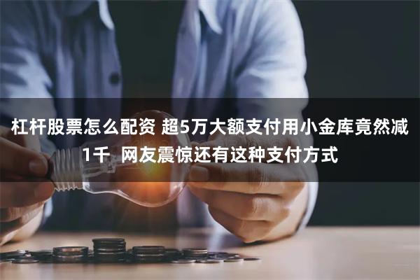 杠杆股票怎么配资 超5万大额支付用小金库竟然减1千  网友震惊还有这种支付方式