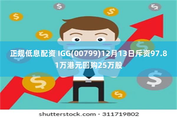 正规低息配资 IGG(00799)12月13日斥资97.81万港元回购25万股