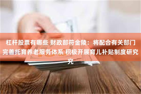 杠杆股票有哪些 财政部符金陵：将配合有关部门完善托育养老服务体系 积极开展育儿补贴制度研究